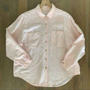 Vintage Giorgio Sant'Angelo Pink Linen Button Front Long Sleeve Blouse Medium